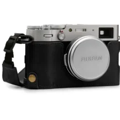 MegaGear Leather Half Case with Strap - Fujifilm X100V BLK