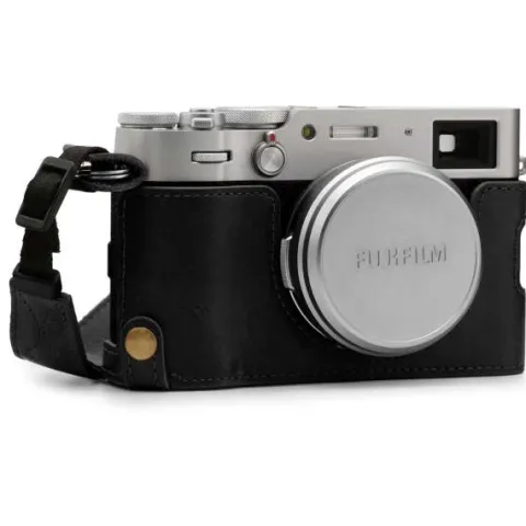 MegaGear Leather Half Case with Strap - Fujifilm X100V BLK