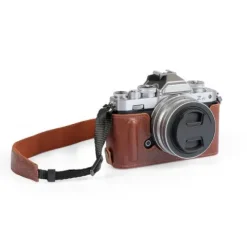 MegaGear Leather Half Case with Strap - Nikon Z FC - Tan