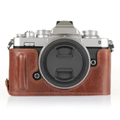 MegaGear Leather Half Case with Strap - Nikon Z FC - Tan
