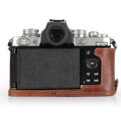 MegaGear Leather Half Case with Strap - Nikon Z FC - Tan