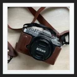 MegaGear Leather Half Case with Strap - Nikon Z FC - Tan