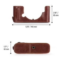 MegaGear Leather Half Case with Strap - Nikon Z FC - Tan