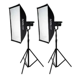 Nanlite FS300 5600K Bi Colour LED Monolight (AC) - Twin Kit with Stands