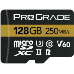 ProGrade 128GB UHSII Micro SD V60 Card w/Adaptor