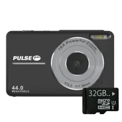 Pulse DC44 Digital Compact Camera w/32GB Card - Black